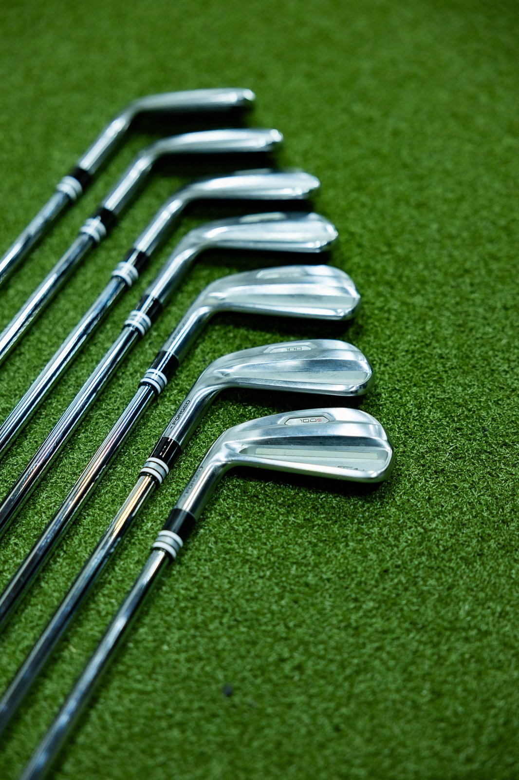 Forged iron set laid on turf